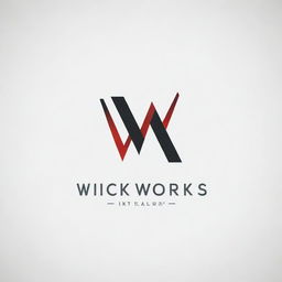 An elegant and prominent logo for a company called 'Wick Works'. It should convey a sense of professionalism mixed with creativity, preferably in a modern and minimalist style.