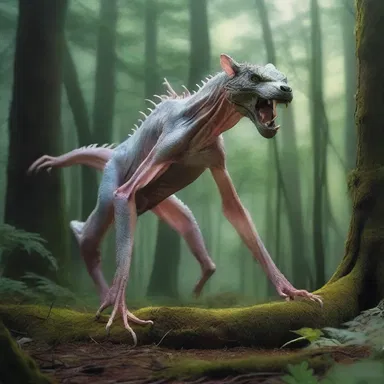 The magical creature lunged forward with a sprawling motion, its arms and legs wrapping around its startled prey.