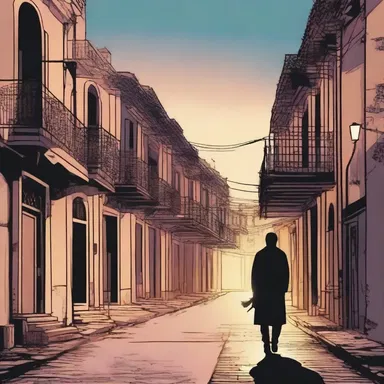 In the novel, the protagonist wandered through the deserted streets at dusk.