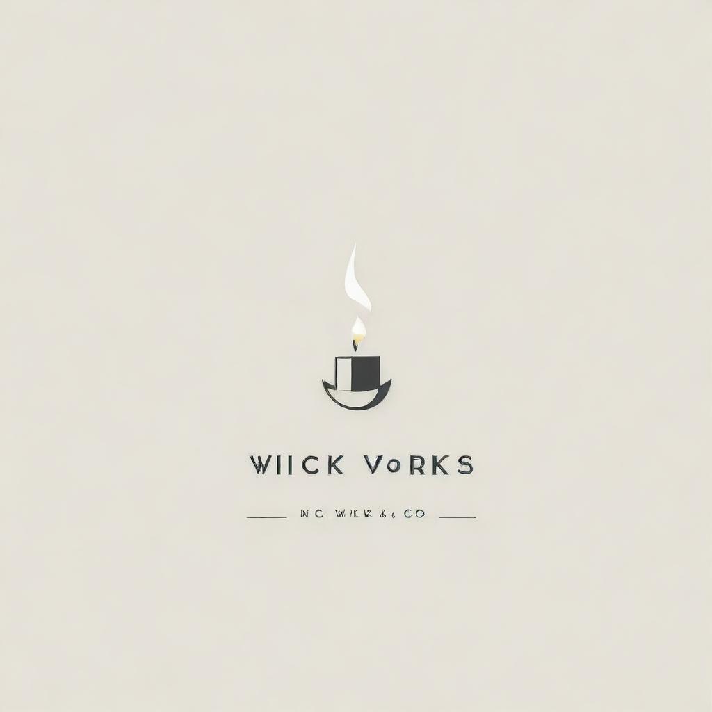 A sleek, professional business logo for 'Wick Works & Co.' integrating the image of a candle's wick. The design should balance minimalist modernity and uniqueness for a memorable branding experience.