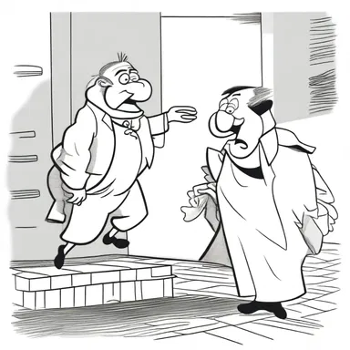 The cartoon depicted a humorous scenario where a character thwarted an attempted ravishment.