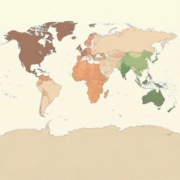 Generate a world map in simple, natural colors