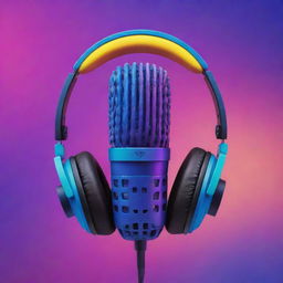 A vibrant and engaging YouTube profile picture featuring a cool stylized microphone and headphones on a bold, gradient background.