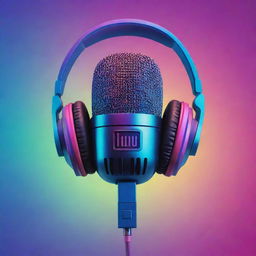 A vibrant and engaging YouTube profile picture featuring a cool stylized microphone and headphones on a bold, gradient background.