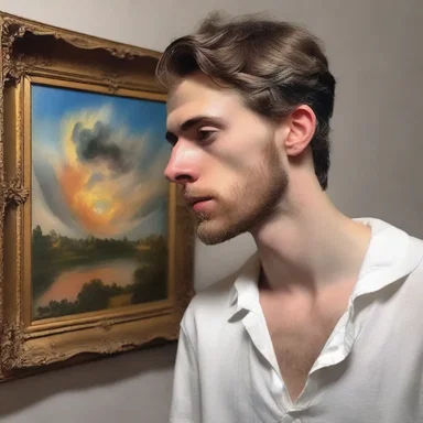 The breathtaking beauty of the painting struck him dumb and left him in awe.