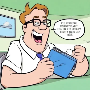 The hilarious punchline in the cartoon left him laughing so hard that it struck him dumb for a while.