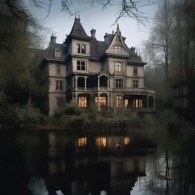 The horror movie takes place in a haunted mansion situated near the thalweg of an eerie river, with the main characters discovering its dark secrets.