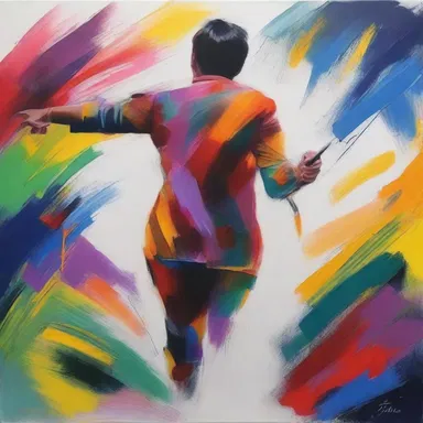 The artist painted with a flurry of brushstrokes, creating a vibrant and energetic composition.