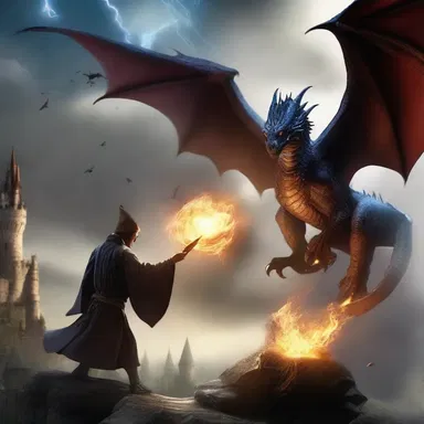 In the land of dragons and wizards, a flurry of magical spells filled the air during the epic battle between good and evil.