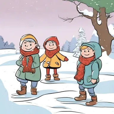 In the comic strip, a flurry of snow enveloped the characters as they started their winter adventure.