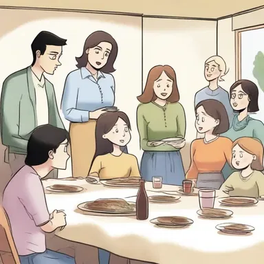 The protagonist's unexpected revelation at the family gathering caused a flurry of embarrassment.