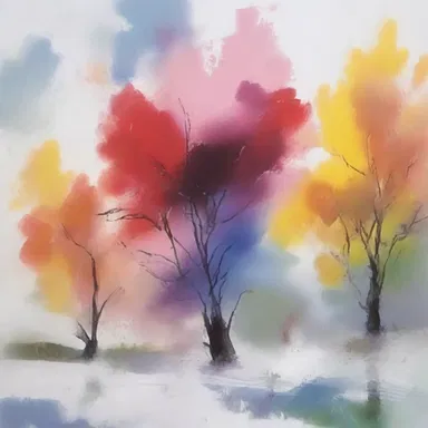 The painter's brushstrokes were quick and hurried, causing the colors to flurry across the canvas.