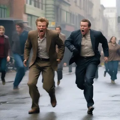 During the intense chase scene, the camera angles flurry around the actors, capturing their agitated movements.