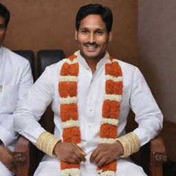 Jagan Mohan Reddy, the Chief Minister of Andhra Pradesh, dressed in a traditional Indian wedding ensemble