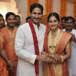 Jagan Mohan Reddy, the Chief Minister of Andhra Pradesh, dressed in a traditional Indian wedding ensemble