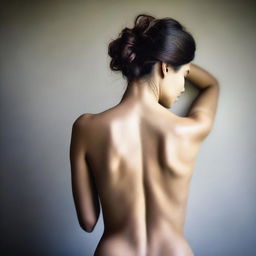 Create an artistic and tasteful image of a topless woman