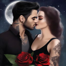 A dark romance book cover titled 'Starry Night with You'