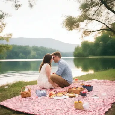The surprise picnic by the lake was a beautiful way to recreate the magic and romance of their first date.