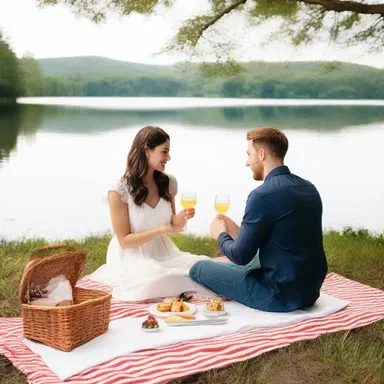 The surprise picnic by the lake was a beautiful way to recreate the magic and romance of their first date.
