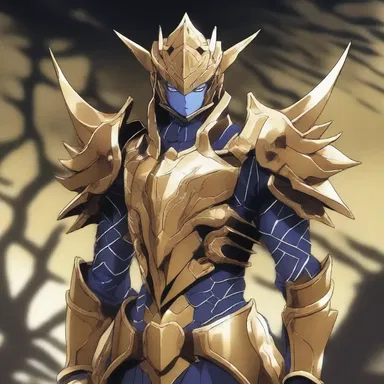 The protagonist's mystical armor gleamed with a beautiful, crustaceous texture in the anime series.
