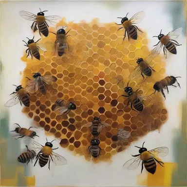 The artist captured the essence of a buzzing hive in their painting, creating a sense of movement and life.