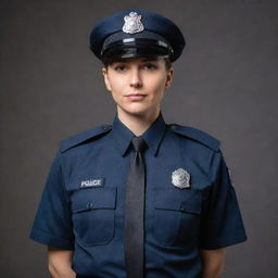 A respectable portrait of the user confidently wearing a professional police uniform, exemplifying authority and dedication