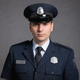 A respectable portrait of the user confidently wearing a professional police uniform, exemplifying authority and dedication