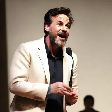 When the comedian told a hilarious joke, the spotlight shifted to him as the audience erupted in laughter.