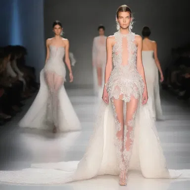 The fashion designer used spotlights to highlight the intricate details of the garment on the runway.