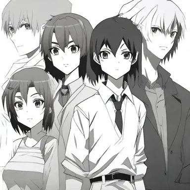 The characters in this anime are drawn primitively, with exaggerated features and minimalistic details.