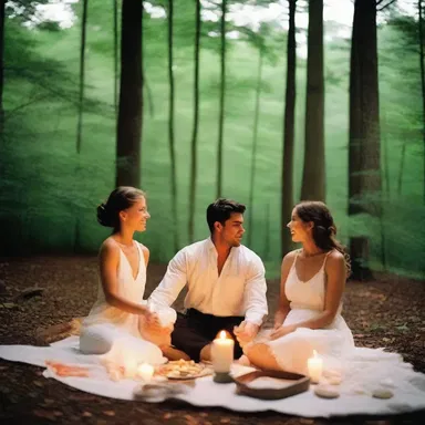 The couple shared a primitively romantic evening, with a picnic by candlelight in the middle of the woods.