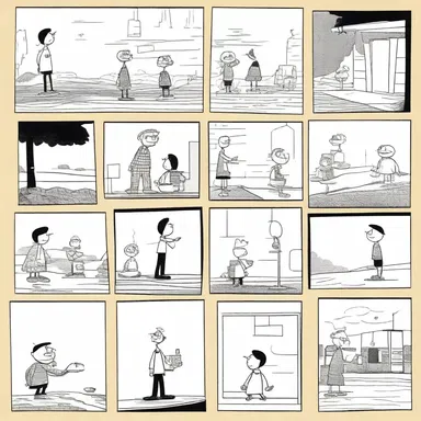 In the primitively drawn comic strip, the characters were depicted with simple shapes and minimal details.