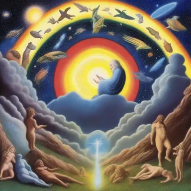 The creation story tells of how the universe was primitively formed by the divine beings.