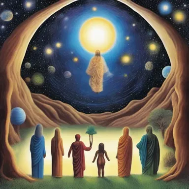 The creation story tells of how the universe was primitively formed by the divine beings.