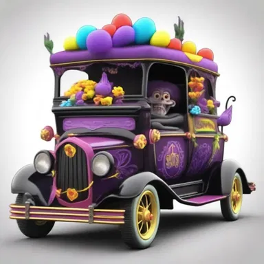 In the animated series, the hearse was transformed into a whimsical vehicle, complete with colorful decorations and a cheery driver.