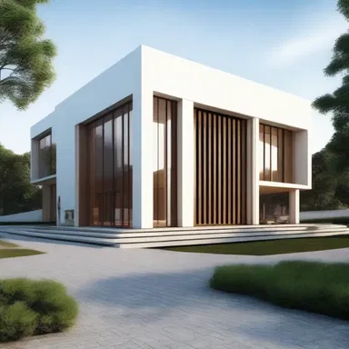 The modern building had a sentry stationed at the entrance, adding a touch of security and elegance to the design.
