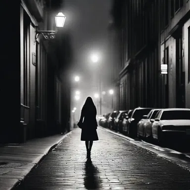 As she walked down the dimly lit street, she couldn't help but feel like a sentry guarding her heart against potential heartbreak.