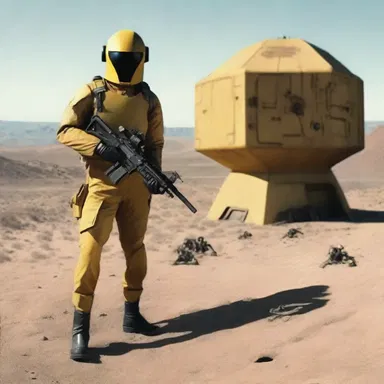In the action movie, the sentry patrolled the perimeter of the secret base, keeping an eye out for any suspicious activity.