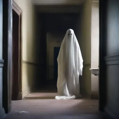As the character walked down the dimly lit hallway, a ghostly figure emerged, filling her with an instant feeling of starch.