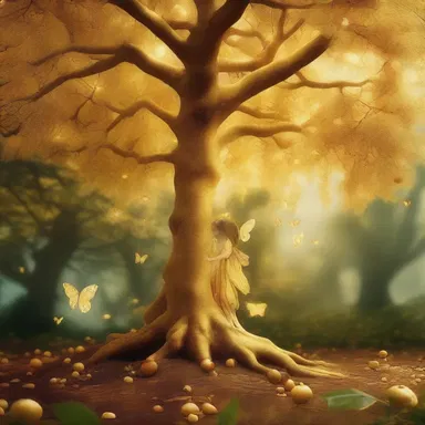 In the mystical land, the fairies sprinkled golden starch on the enchanted tree, causing it to bear magical fruits.