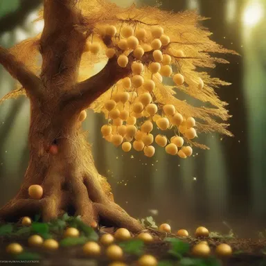 In the mystical land, the fairies sprinkled golden starch on the enchanted tree, causing it to bear magical fruits.