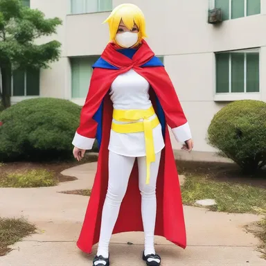 The cosplayer used starch to stiffen the fabric of their anime-inspired costume.