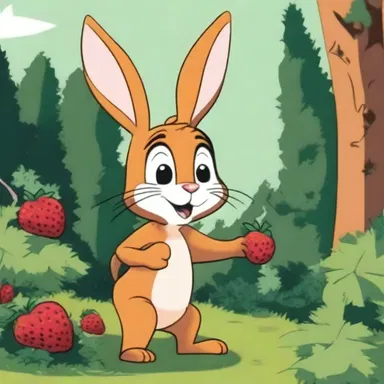 In the animated cartoon, the mischievous rabbit character stumbles upon a bramble patch and hilariously gets tangled up in the thorny shrubs.