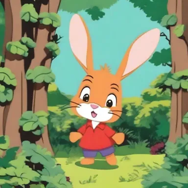 In the animated cartoon, the mischievous rabbit character stumbles upon a bramble patch and hilariously gets tangled up in the thorny shrubs.