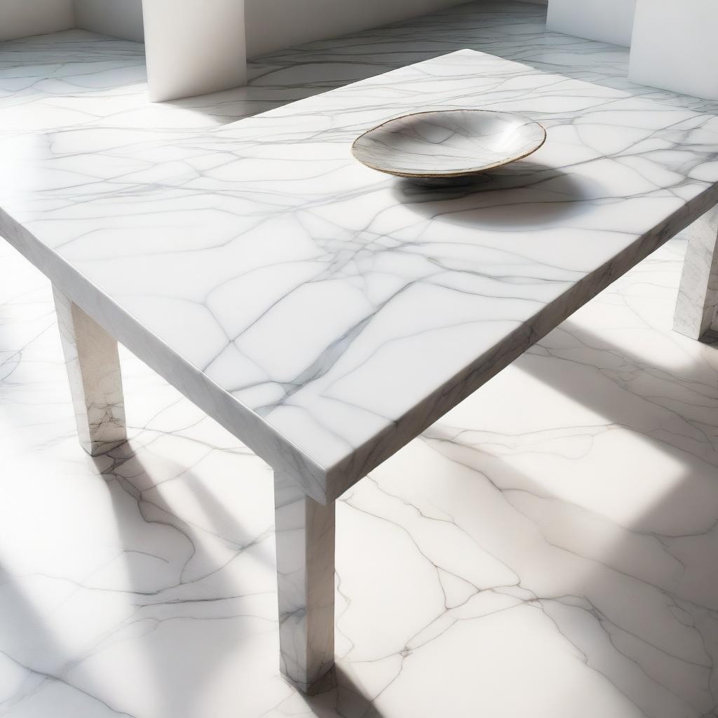 A perspective view of a marble table