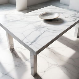 A perspective view of a marble table