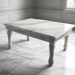 A perspective view of a marble table