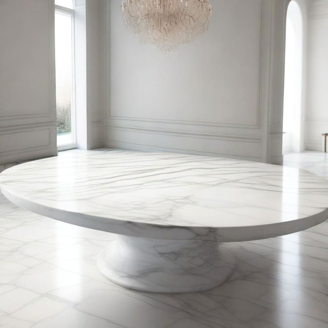 A perspective view of a marble table