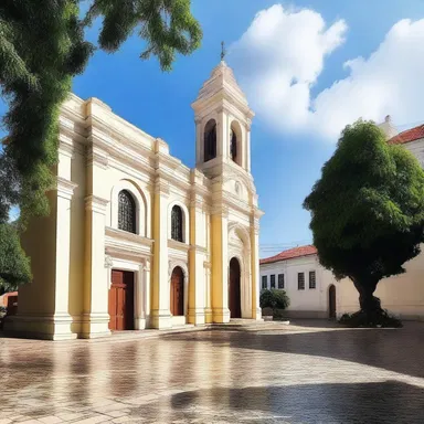The church was located on a beautiful two-way street, symbolizing the balance between heaven and earth.