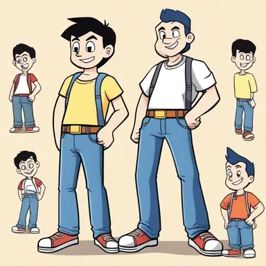 In the cartoon show, the main character is always seen wearing a banian with his jeans.